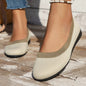 Knit Slip-on Work Shoes: Breathable Low-cut Pumps Flat Round Toe Flying Woven Design