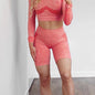 Long-sleeved Seamless Yoga Set Women Gym Tops Shorts