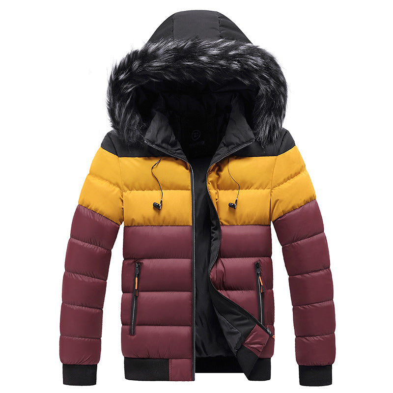 Hooded Jacket Men's Thick Warm Hooded Jacket for Ultimate Comfort