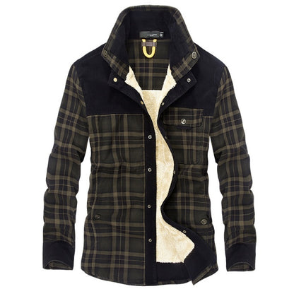 Winter Jacket Men's Thicken Fleece Jacket Warm Plaid Coats Pure Cotton Military Clothes