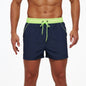 Men's Beach Boardshorts Quick-Drying Waterproof Lining Solid Color 3-Point Pants with Back Pocket Zipper