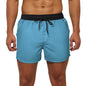 Men's Beach Boardshorts Quick-Drying Waterproof Lining Solid Color 3-Point Pants with Back Pocket Zipper