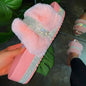 Luxury Fur Rhinestone Slippers for Women - Designer Comfort