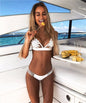 Floral Push-Up Bikini Set - White Padded Bra Swimwear for Women