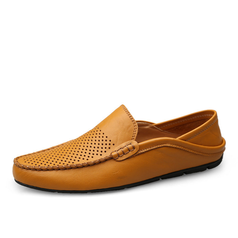 Genuine Leather Men's Shoes - Casual Cowhide British Soft Bottom Footwear
