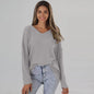 Plus Size V-neck Knitted Shirt for Women - Loose Fit Street Style