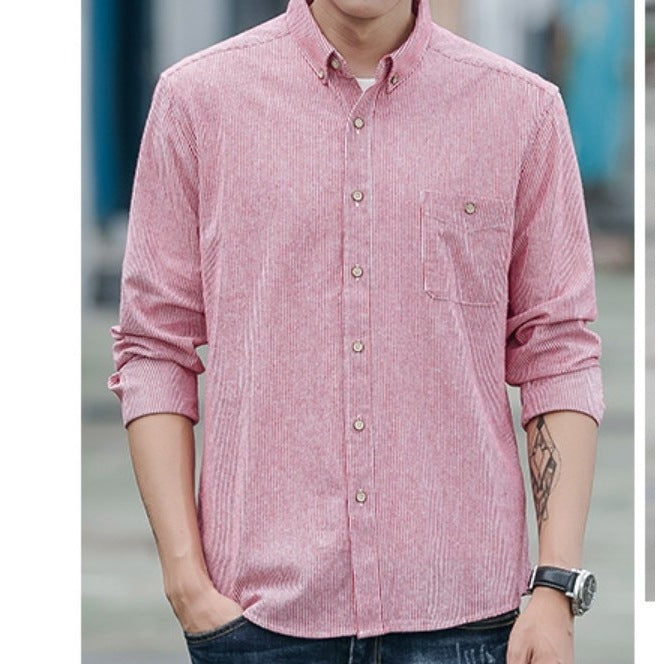 Men's Slim Fitting Long Sleeved Striped Shirt