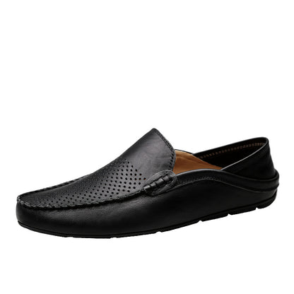 Genuine Leather Men's Shoes - Casual Cowhide British Soft Bottom Footwear