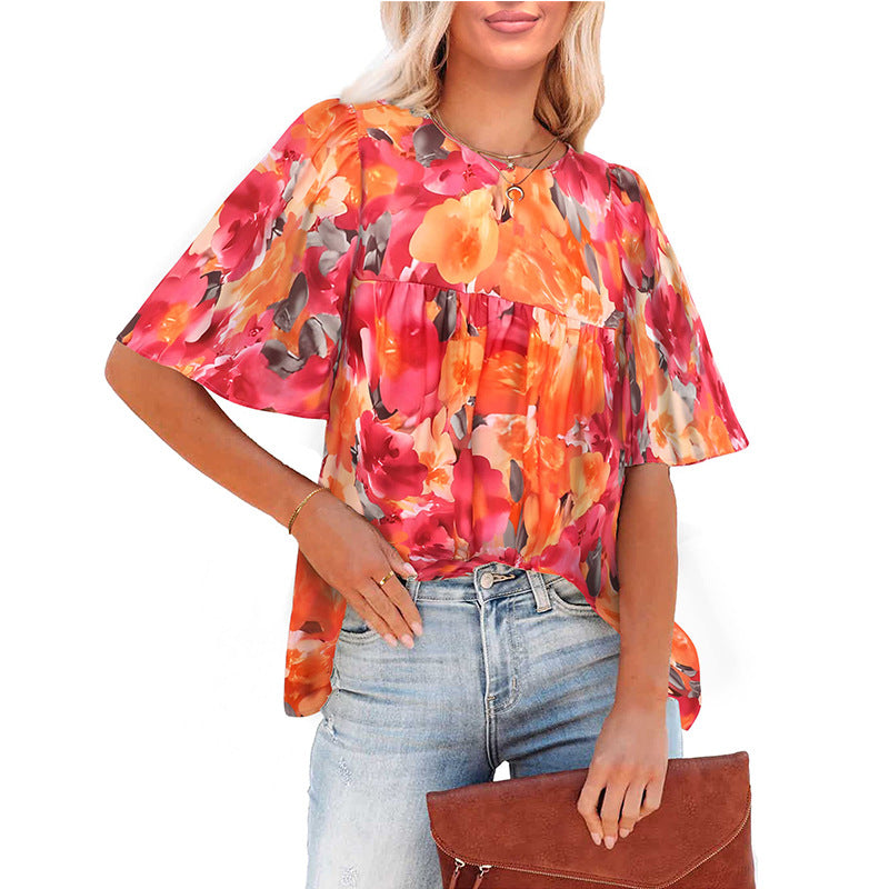 Women's Fashion Casual Floral Bohemian Little-girl Style Clothes
