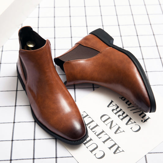 Middle High Top Leather Boots for Business Formal Wear