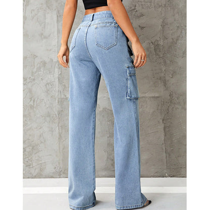 Women's High Waist Denim Trousers - Slimming Work Clothes