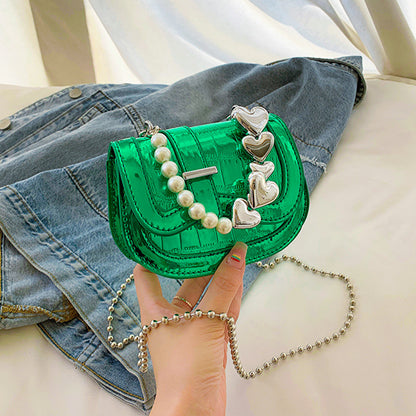 New Laser Pearl Tote Bag Saddle Girl Mini