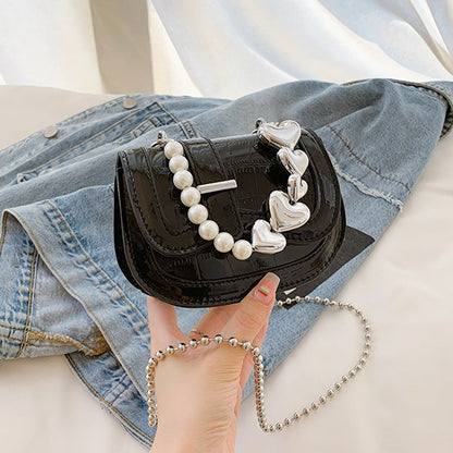 New Laser Pearl Tote Bag Saddle Girl Mini