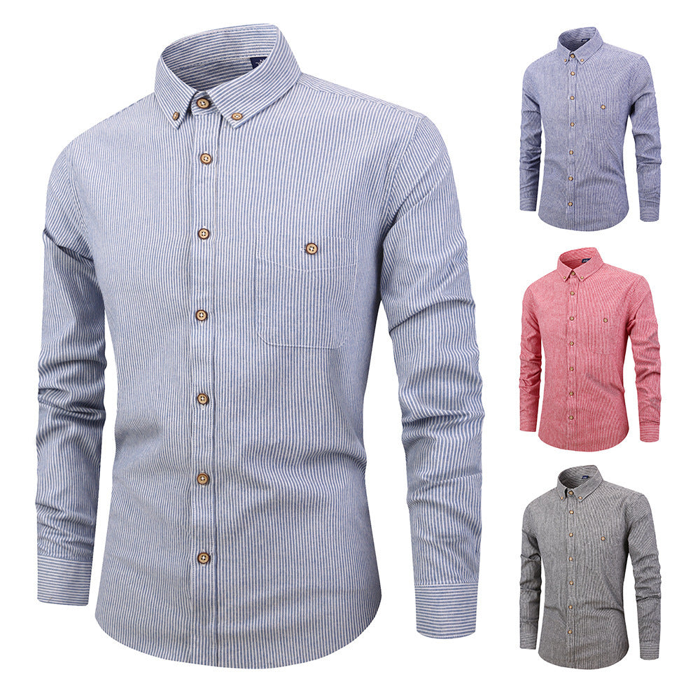 Men's Slim Fitting Long Sleeved Striped Shirt