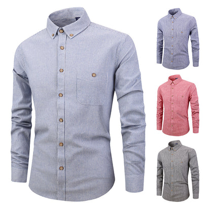 Men's Slim Fit Striped Shirt - Stylish Long Sleeved Design