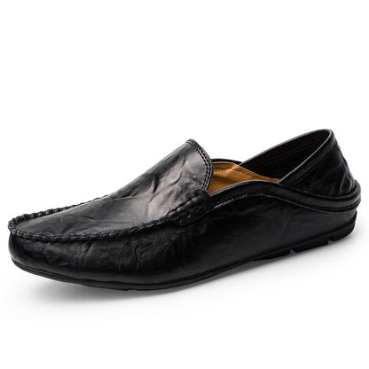 Genuine Leather Men's Shoes - Casual Cowhide British Soft Bottom Footwear