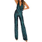 New Solid Color Sequined Jumpsuit - Sleeveless Suspender Style