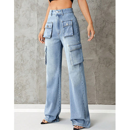 Women's High Waist Denim Trousers - Slimming Work Clothes