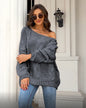 Cable-knit Oversized Sweater - Off-neck Loose-fitting Pullover