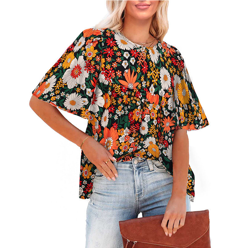 Women's Fashion Casual Floral Bohemian Little-girl Style Clothes