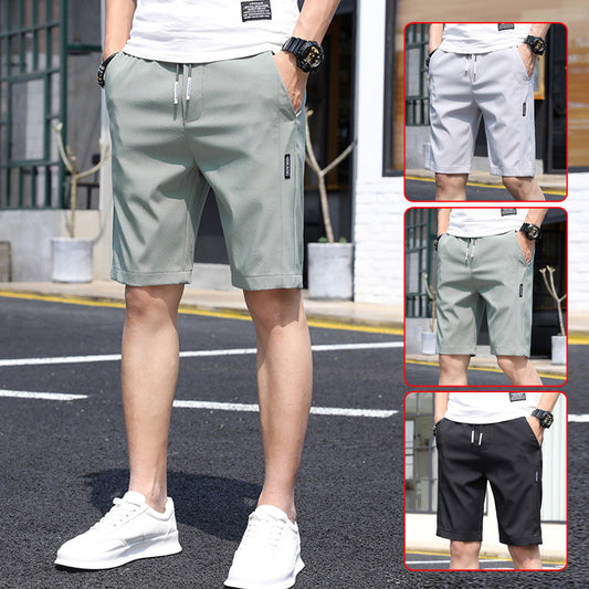 Summer Ice Silk Ultra-thin Middle Pants Men's Loose Track Pants Casual Breeches Beach Shorts Men's Shorts