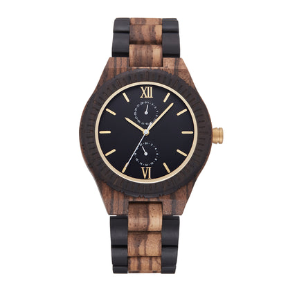 Men's Wooden Watch - Multi-functional Quartz Movement