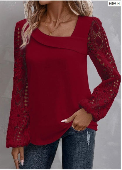 Women's Elegant Long Sleeve T-shirt - Fashionable Loose All-Matching Top