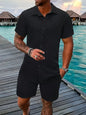 Summer Jacquard Suit in Black and White Solid Color