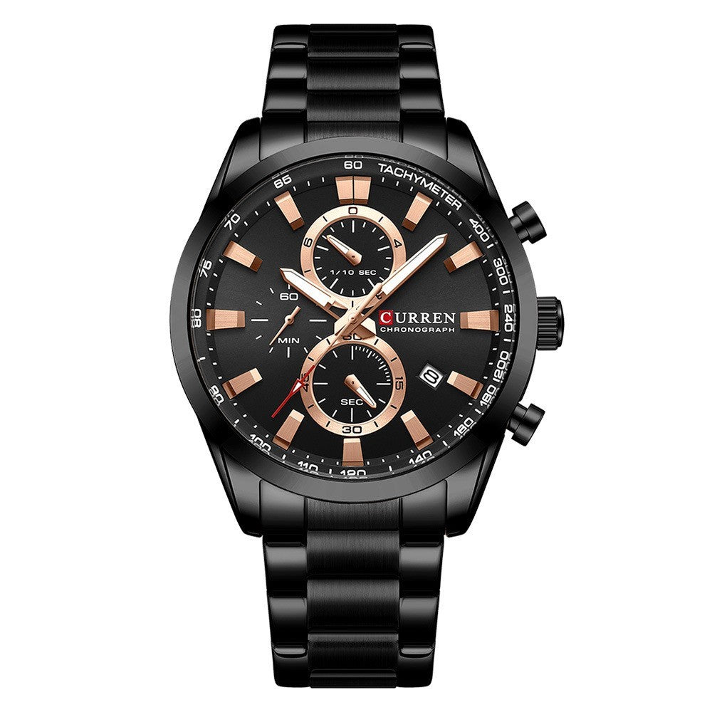 Men's Steel Belt Six-pin Chronograph Quartz Watch