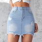 Slim-fit Ripped Denim Skirt for Women - Trendy & Stylish Look