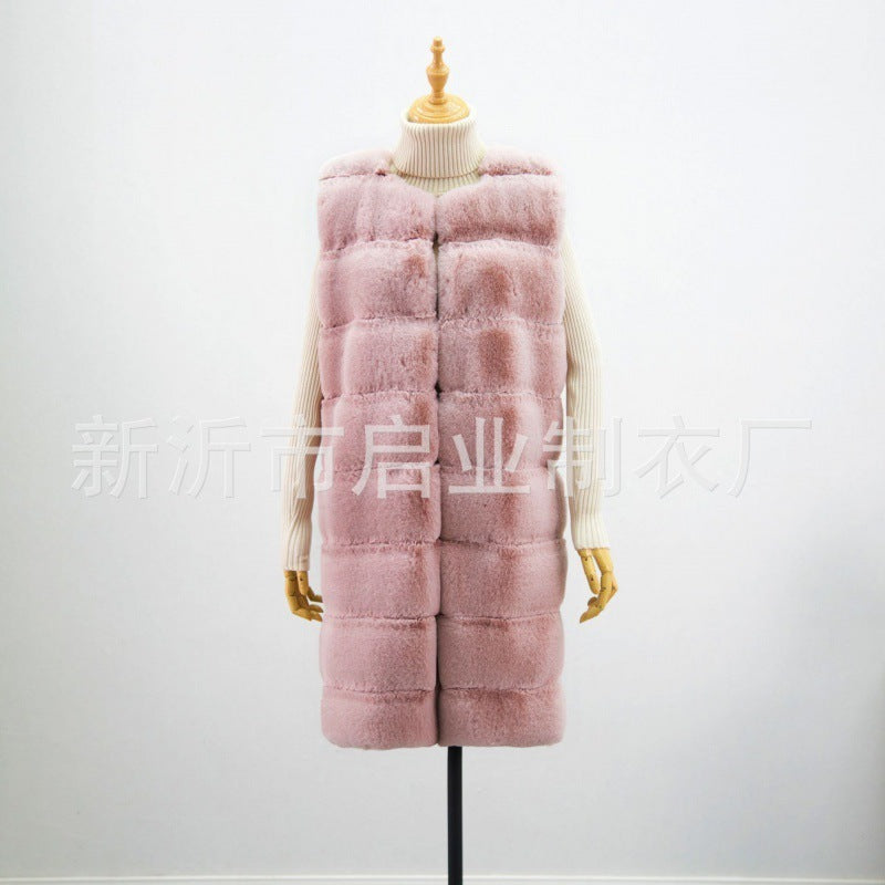 Fur Long Vest Coat - Stylish Cotton-padded Winter Outerwear