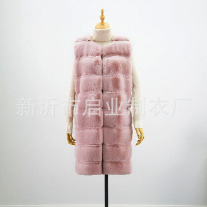 Fur Long Vest Coat - Stylish Cotton-padded Winter Outerwear