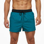 Men's Beach Boardshorts Quick-Drying Waterproof Lining Solid Color 3-Point Pants with Back Pocket Zipper
