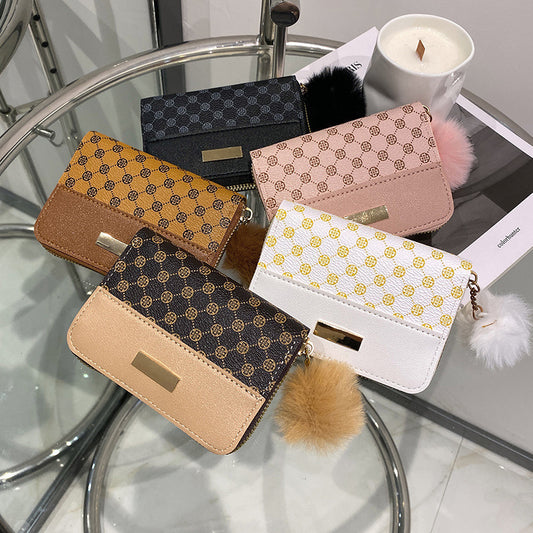 Women's Color Contrast Wallet - Short Printing Bag Wallet