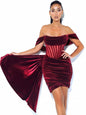 Women's Velvet Evening Dress with Sexy Breast Detail