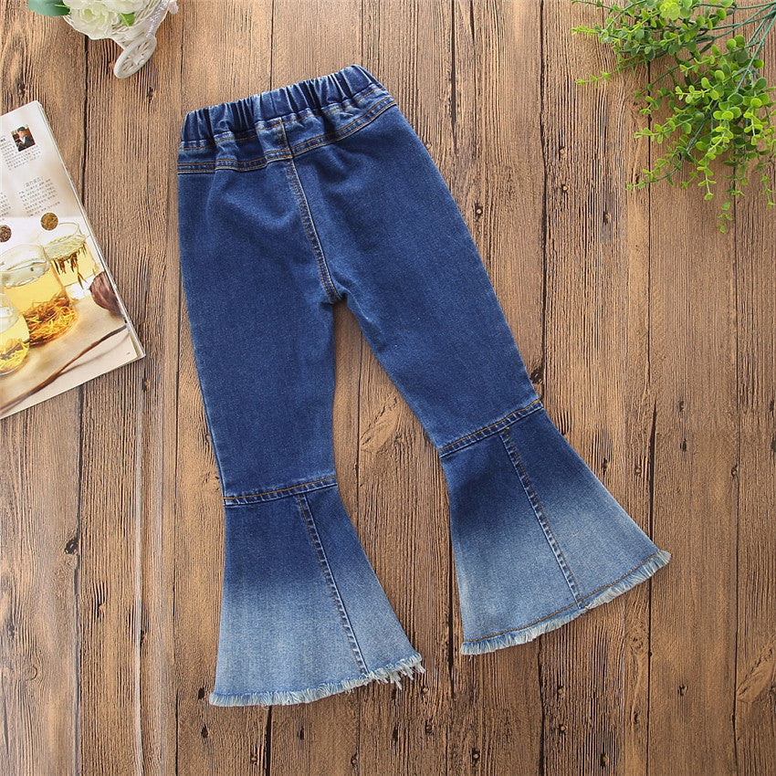 Children Fashion Jeans With Color Matching Horn
