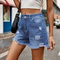 New Retro Ripped Jeans Shorts for Women - Casual Washed Design