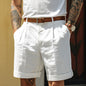 Men's Pleated Shorts - Pocketed Straight Leg Design