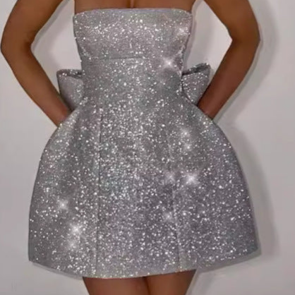 Women's Sleeveless Tube Top Skirt with High Waist A-Line Design