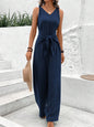 Blue V-Neck Jumpsuit