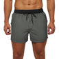 Men's Beach Boardshorts Quick-Drying Waterproof Lining Solid Color 3-Point Pants with Back Pocket Zipper