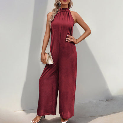 Fashion Halter Jumpsuit Halter Straight Onesie