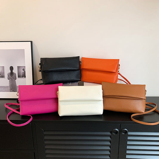 Solid Color French Stick Crossbody Bag for Underarm and Shoulder Use