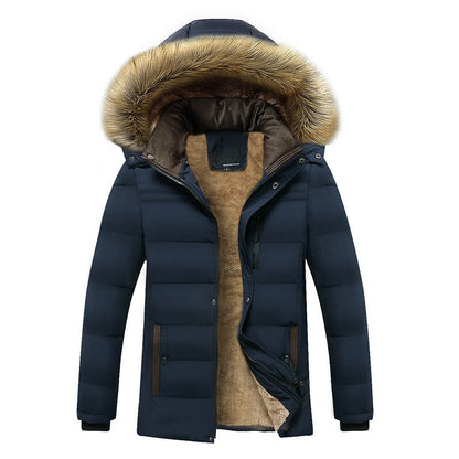 Men's Velvet Cotton-padded Jacket Plus Thick Cotton Padding for Autumn and Winter