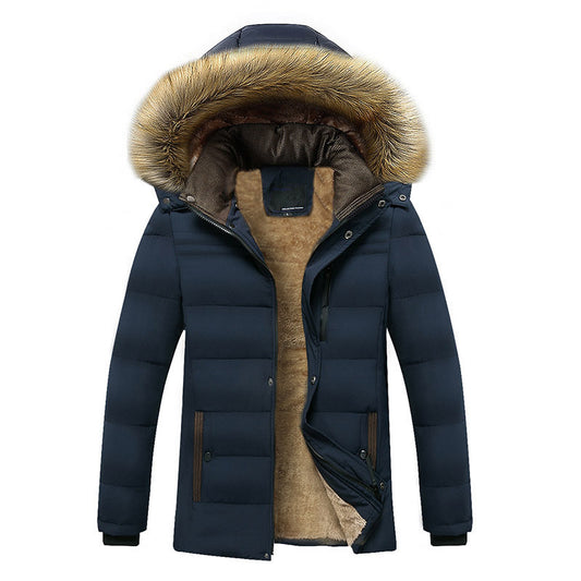 Men's Velvet Cotton-padded Jacket Plus Thick Cotton Padding for Autumn and Winter