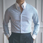 Men's Slim Fit Shirt - Pointed Collar Long Sleeve in Various Colors