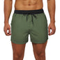 Men's Beach Boardshorts Quick-Drying Waterproof Lining Solid Color 3-Point Pants with Back Pocket Zipper