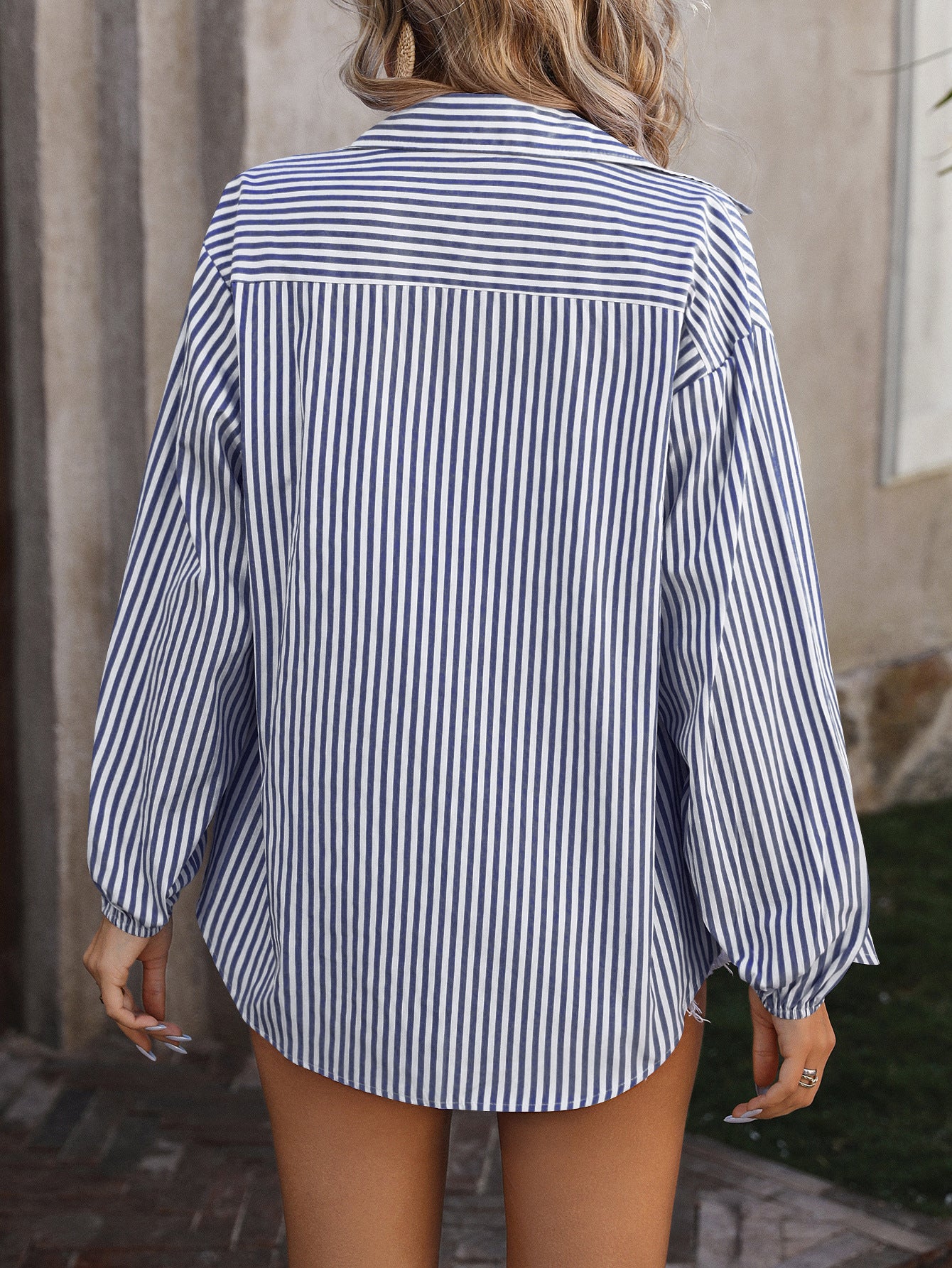 Loose Commute Leisure Long Sleeve Striped Shirt