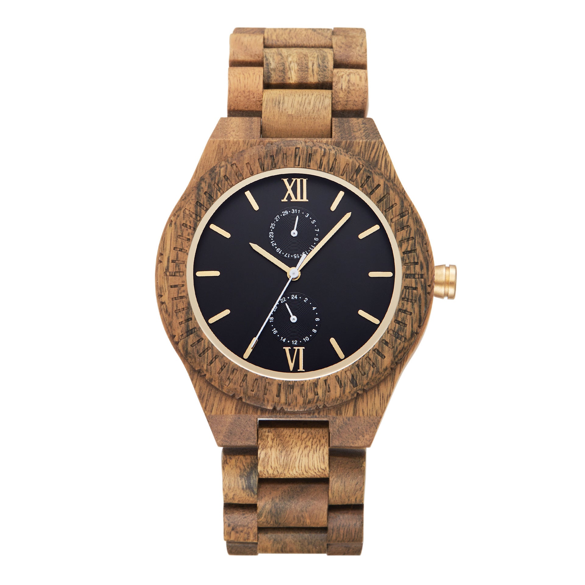 Men's Multi-functional Wooden Watch Quartz Movement