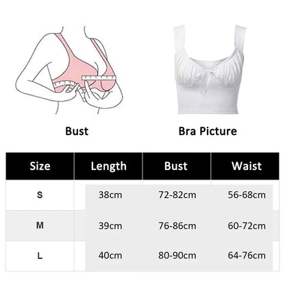 Summer Milkmaid Crop Top for Women - White Ruched Bow Camis